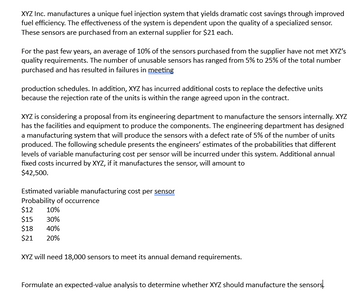 Answered: Xyz Inc. Manufactures A Unique Fuel… 