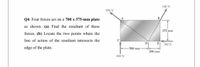 340 N
500 N
B.
Q4. Four forces act on a 700 x 375-mm plate
as shown. (a) Find the resultant of these
375 mm
forces. (b) Locate the two points where the
line of action of the resultant intersects the
E 760 N
500 mm
edge of the plate.
200 mm
600 N
