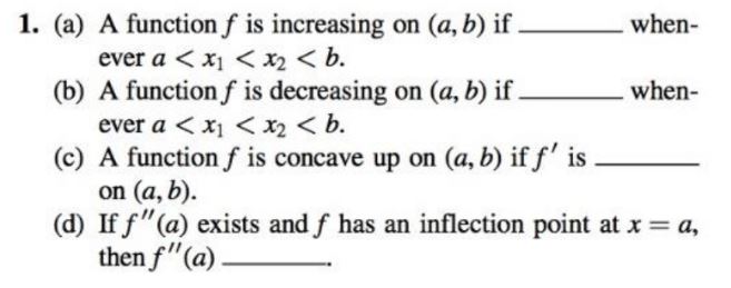 Answered: 1. (a) A Function F Is Increasing On… | Bartleby