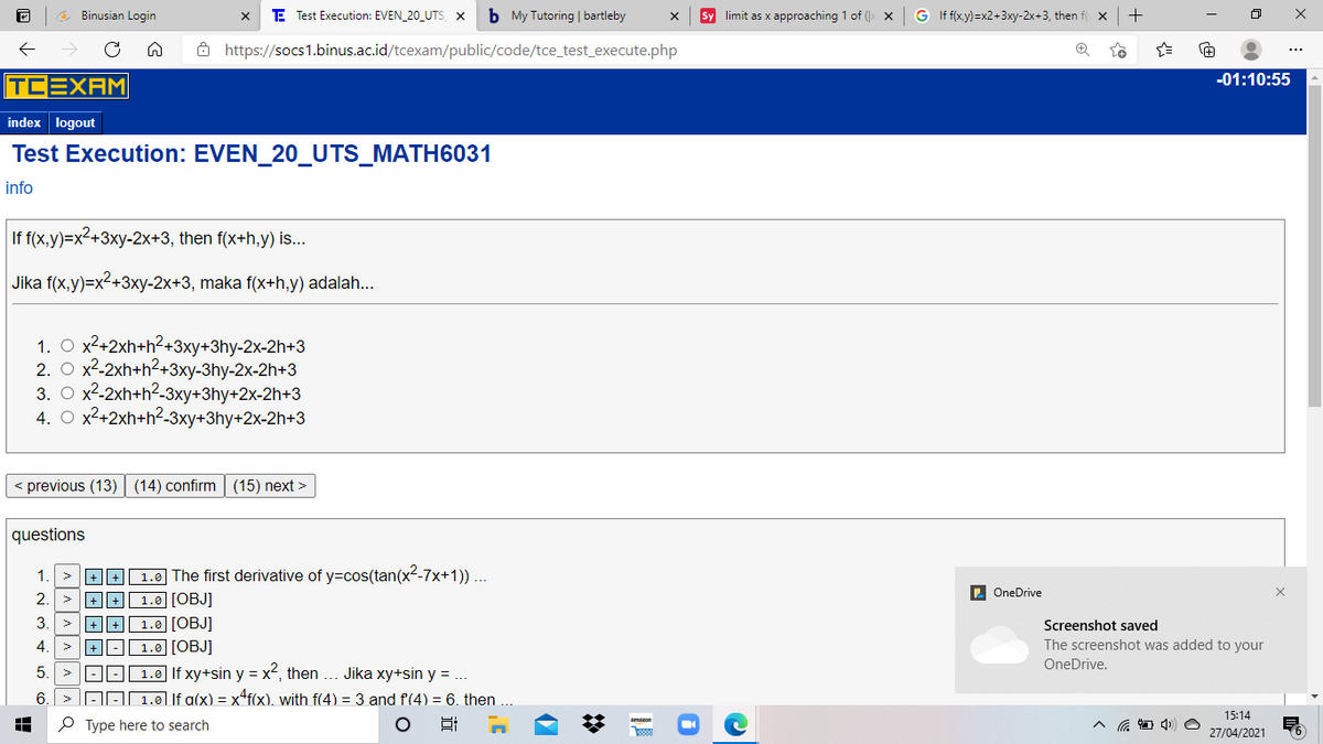 Answered If F X Y X 3xy 2x 3 Then F X H Y Bartleby