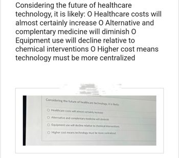 Answered: Considering The Future Of Healthcare… | Bartleby