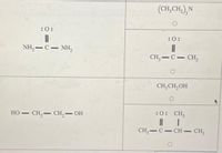 (CH,CH,), N
:0:
||
NH, — С — NH,
:0:
CH, — С — сн,
CH,CH,OH
но — сн, — сн, — он
:0: CH3
I I
CH3
CH,-C- CH
