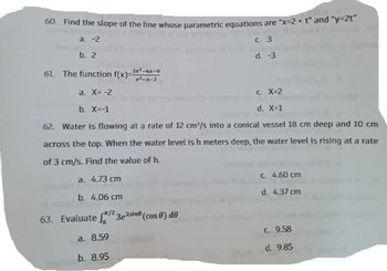 Answered: 60. Find The Slope Of The Line Whose… | Bartleby