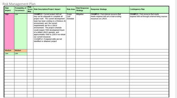 Answered: Risk Management Plan Probability of… | bartleby