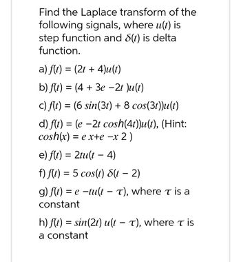 Answered: Find The Laplace Transform | Bartleby