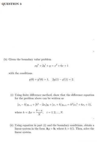 Answered: (b) Given The Boundary Value Problem… | Bartleby