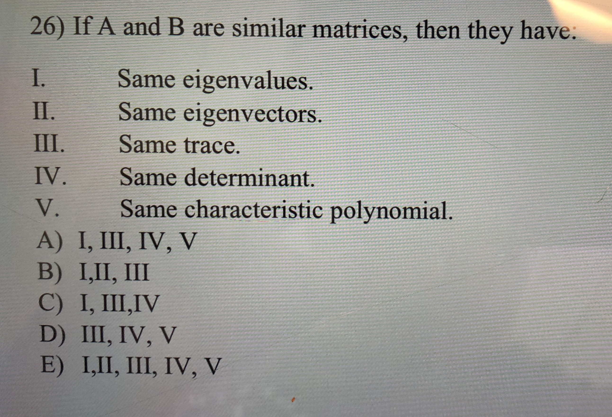 Answered 26 If A and B are similar matrices bartleby