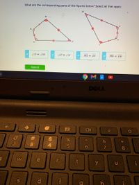 What are the corresponding parts of the figures below? Select all that apply.
W
丰
20 = ZW
ZP = ZV
NO = UV
MN = VW
Submit
DELL
@
6.
8
W
h
