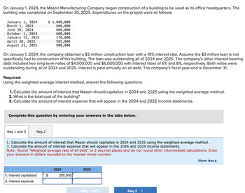 Answered: On January 1, 2024, The Mason… | Bartleby