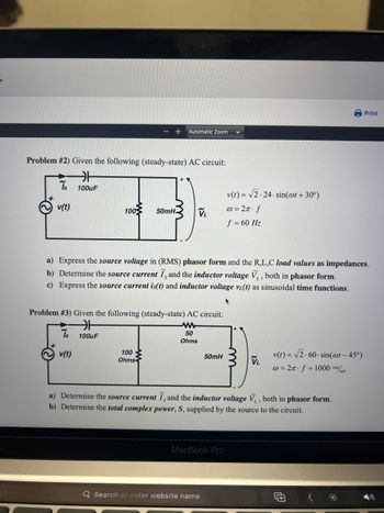 Answered: Problem #2) Given the following… | bartleby