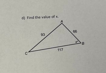 d) Find the value of x.
C
93
117
66
to
B