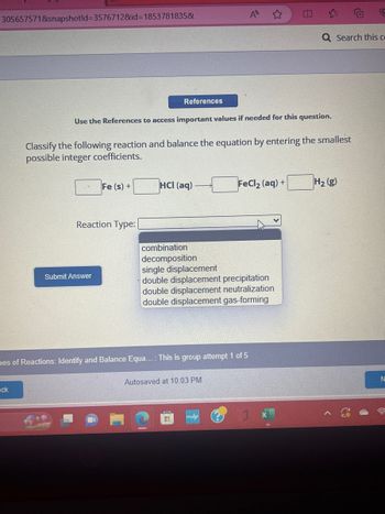 Answered: Classify The Following Reaction And… | Bartleby