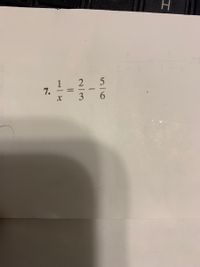 **Equation 7:**

\[ \frac{1}{x} = \frac{2}{3} - \frac{5}{6} \]

This equation involves finding the value of \( x \) by solving the given expression. On the left, the fraction \( \frac{1}{x} \) represents the reciprocal of \( x \). On the right, subtract the fractions \(\frac{5}{6}\) from \(\frac{2}{3}\). To perform the subtraction, you’ll need a common denominator, which in this case is 6.

**Steps for Solution:**

1. Convert \(\frac{2}{3}\) to a fraction with a denominator of 6:

   \[ \frac{2}{3} = \frac{4}{6} \]

2. Perform the subtraction:

   \[ \frac{4}{6} - \frac{5}{6} = \frac{-1}{6} \]

3. The equation now looks like: 

   \[ \frac{1}{x} = \frac{-1}{6} \]

4. Solve for \( x \) by taking the reciprocal:

   \[ x = -6 \]

Thus, the solution to the equation is \( x = -6 \).