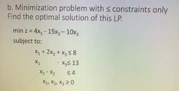 Answered: B. Minimization Problem With ≤… | Bartleby