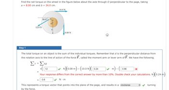 Answered: Find the net torque on the wheel in the… | bartleby