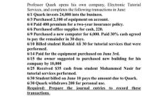 Professor Quark opens his own company, Electronic Tutorial
Services, and completes the following transactions in June:
6/1 Quark invests 24,000 into the business.
6/3 Purchased 2,100 of equipment on account.
6/4 Paid 400 premium for a two-year insurance policy.
6/6 Purchased office supplies for cash, 220.
6/9 Purchased a new computer for 6,000. Paid 30% cash agreed
to pay the remainder in 30 days.
6/10 Billed student Rashid Ali 30 for tutorial services that were
performed.
6/14 Paid for the equipment purchased on June 3rd.
6/15 the owner suggested to purchased new building for his
company by 10,000
6/25 Received $35 cash from student Mohammed Nasir for
tutorial services performed.
6/30 Student billed on June 10 pays the amount due to Quark.
6/30 Quark withdraws 200 for personal use.
Required: Prepare the _journal entries to
transactions.
record
these
