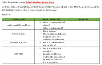 Polya's Problem Solving Process