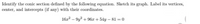 Identify the conic section defined by the following equation. Sketch its graph. Label its vertices,
center, and intercepts (if any) with their coordinates.
16a2 – 9y? + 96x + 54y – 81 = 0
