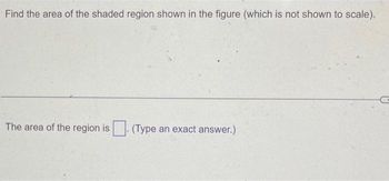 Find the area of the shaded region shown in the figure (which is not shown to scale).
The area of the region is. (Type an exact answer.)