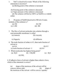 Solved 1. Which of the following is incorrect? (a) the