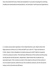 Answered: 4. A Steam Power Plant Operates On The… | Bartleby