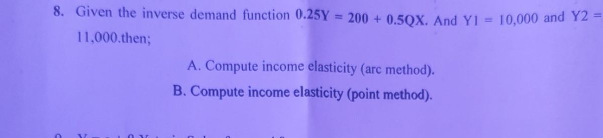 arc income elasticity