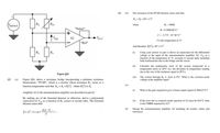 Q2
(d)
The resistance of the PTI00 element varies such that
RR+ BT+CT
BRIDGE
Ro
R
where
R,- 1002
"Sense"
C=-5.75 - 10'Q'C
Vor
VOUT
A2
Tis the temperature in "C
"Ref"
And therefore 8(r)- 8T +Cr*
Ro
Ro
Using your answer to part e) derive an expression for the differential
voltage at the input of the instrumentation amplifier A2. V as a
function of the temperature in "C, accurate to second order including
both nonlincarities due to the bridge and the sensor.
()
(u)
Calculate the nonlincarity eror of the system (expressed as a
temperature eror) at 20°C (ie. the deviation in temperature reading
due to the size of the nonlinear signal at 20°C).
Figure Q2e
Figure Q2e shows a resistance bridge incorporating a platinum resistance
thermometer, PTI00", which is a resistor whose resistance R, varies as a
(i) The current through R, is Ima at O°C. What is the common-mode
voltage at the amplifier input?
Q2
(c)
(e)
function temperature such that R, -R +8(T) where 8(T)<R
()
What is the gain required to give a lincar output signal of 100mVrC?
Amplifier A2 is the instrumentation amplifier you described in part b)
By making use of the binomial theorem or otherwise, derive a polynomial
expression for V as a function of R, correct to second order. The binomial
theorem states that:
(ii) If the error due to common mode rejection of A2 must be 001'C what
is the CMRR roquired for A2?
Design the instrumentation amplifier A2 including all resistor values and
tolerances.
(1+x) =t+ pr+ Plp-1),
2!
