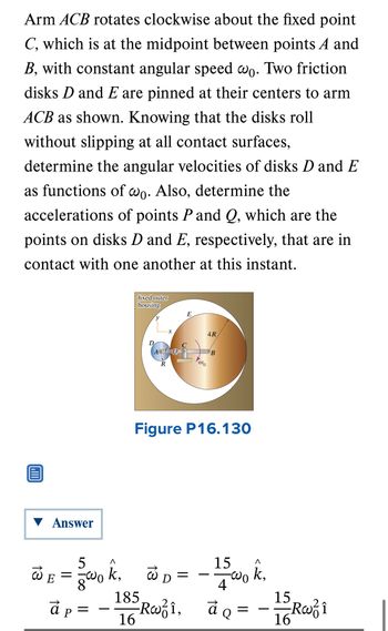 Answered: Arm ACB Rotates Clockwise About The… | Bartleby