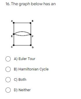 Answered: 16. The Graph Below Has An A) Euler… | Bartleby