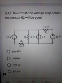 Answered: Q4:In The Circuit, The Voltage Drop… | Bartleby