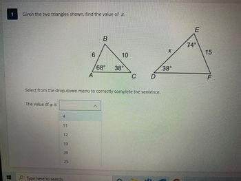 Answered: Given The Two Triangles Shown, Find The… | Bartleby