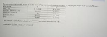 Answered: Compare Two Alternatives, A And B, On… | Bartleby