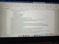 utoSave
Off
B-日。
Chapter 17 - Process Costing Assignment 2 Compatibility Mode Word
Search
Home
Insert
Draw
Design
Layout
References
Morgan Claire McGrew MC
Mailings
Review
View
Help
Times New Rom 11 AA
Aa- A> =-=、F.E五
Share
Comm
AaBbCcDc AaBbCcDc AaBbC AaBbC AaBbC
O Find
ste
BIU ab x, x A A
. E
、田。
1 Normal
I No Spa... Heading 1
Heading 2
Replace
Title
Dictate
Sensitivity
Editor
poard
Font
A Select -
Paragraph
Styles
Editing
Voice
Sensitivity
Editor
4
1.
Madison Co. purchased $112,000 of raw materials on account.
2. Actual manufacturing overhead costs include:
a. Repairs (a/p): $2,500
b. Utilities: $875
C. Depreciation on equipment: $1625
d. Rent (paid in advance): $2750
Insurance (prepaid policy): $1415
f. Indirect Material: $2,000
e.
3. Factory Labor totaled $55,000, of which $3,000 is employer payroll taxes
4.
Madison Co. issued $55,310 of material to Process 1.
Assigned $18,000 of factory labors costs, of which $10,000 was assigned to Process 1 and the remainder was indirect.
6. Manufacturing overhead costs are applied at 74% of material issued (round to nearest dollar)
7. Balance in WIP -1 is transferred to Process-2
5.
8. $15,450 of material is issued to Process- 2
9. Assigned factory labor totaling $22,000, of which $12,000 was assigned to process 2 and remainder was indirect.
23:
10. Manufacturing overhead costs are applied to Process 2 at a rate of 49.5% of material issued (to process 2) **Round to nearest dollar**
11. Actual manufacturing overhead costs paid totaled $3,450; manufacturing overhead costs charged to accounts payable totaled $13,975
12. Balance of Process 2 is transferred to Process 3
13. $8,000 of material is issued into process 3
14. Assigned factory labor totaling $15,000, of which $5000 was assigned to process 3 and the remainder was indirect.
15. Manufacturing overhead costs are applied to Process 3 at a rate of 75.25% of materials issued (to process 3).
16. Process 3 has been completed, which completes the manufacturing process.
17. The cost transferred to finished goods included 15,000 units. Calculate the cost per unit (round to hundredths); Madison Co. sold 2500 units for
$40,625 (customer paid 15% down and owes the remainder); they sold 850 units for $14,000 on account
18. Determine over or under-applied manufacturing overhead costs and prepare adjusting entry.
O Focus
10:10 AM
=1 of 1
307 words
以
(? ^
a目
2/23/2021
P Type here to search
IX
