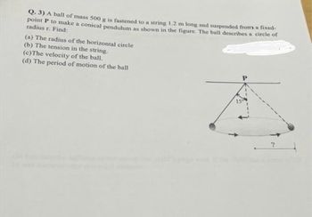 Answered: Q. 3) A Ball Of Mass 500 G Is Fastened… | Bartleby