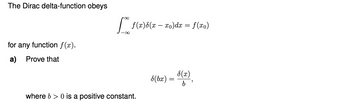 The Dirac delta-function obeys
for any function f(x).
a) Prove that
[ f(x)d(x − xv)dx = f(xv)
·∞
where b> 0 is a positive constant.
8(bx) =
h(r)
9