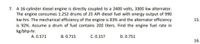 7. A 16-cylinder diesel engine is directly coupled to a 2400 volts, 3300 kw alternator.
The engine consumes 1.252 drums of 25 API diesel fuel with energy output of 990
kw-hrs. The mechanical efficiency of the engine is 83% and the alternator efficiency
is 92%. Assume a drum of fuel contains 200 liters. Find the engine fuel rate in
kg/bhp-hr.
15.
D. 0.751
A. 0.571
B. 0.715
C.0.157
16.
