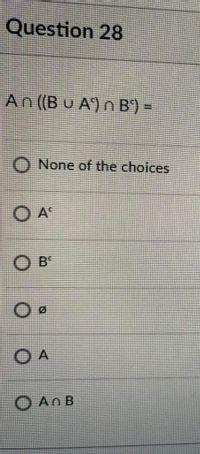 Answered: An (Bu A) N B) = | Bartleby