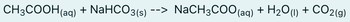 CH3COOH(aq) + NaHCO3(s) -->
NaCH3COO(aq) + H₂O(1) + CO2(g)