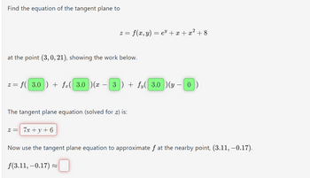 Equation of store tangent plane