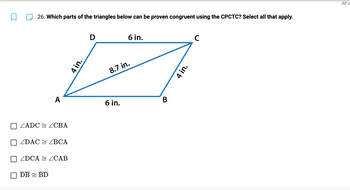 Answered: 26. Which parts of the triangles below… | bartleby