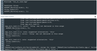 ### Code Sample

```cpp
#include "two_or_less.hpp"

TwoOrLess thing;
ASSERT_EQ(thing.size(), 0);
thing.insert(0);
ASSERT_EQ(thing.size(), 1);
```

### Your Code's Output

```plaintext
from /usr/include/gmock/internal/gmock-internal-utils.h:47,
from /usr/include/gmock/gmock-actions.h:51,
from /usr/include/gmock/gmock.h:59,
from cpp_unit_test:0:
cpp_unit_test:3:11: error: ‘thing’ was not declared in this scope
ASSERT_EQ(thing.size(), 0);
^~~~~
cpp_unit_test:3:11: note: suggested alternative: ‘this’
cpp_unit_test:4:1: error: ‘thing’ was not declared in this scope
thing.insert(0);
^~~~~
cpp_unit_test:4:1: note: suggested alternative: ‘this’
CMakeFiles/runTests.dir/build.make:62: recipe for target 'CMakeFiles/runTests.dir/tests.cpp.o' failed
make[2]: *** [CMakeFiles/runTests.dir/tests.cpp.o] Error 1
```

### Explanation

The code attempts to include and use a class or header called `TwoOrLess` from the `two_or_less.hpp` file. This snippet is supposed to perform unit tests using Google Mock, indicated by the `ASSERT_EQ` checks.

**Errors Identified:**

1. **Undeclared Variable:**
   - The error message `‘thing’ was not declared in this scope` indicates a missing declaration or inclusion issue. The compiler suggests the alternative `‘this’`, which is not relevant in this context.

2. **Build Error:**
   - The build is terminated with an error in the CMake process, implying that the compilation of `tests.cpp.o` failed due to the unresolved issues in the above code.

### Recommendations for Resolution:

- **Ensure `TwoOrLess` is Defined:**
  - Verify that the `two_or_less.hpp` file is correctly included and that it defines the `TwoOrLess` class.

- **Check for Typos:**
  - Confirm there are no syntax errors or typographical mistakes around the `TwoOrLess` and `thing` declarations.

- **Linking with Google Mock:**
  - Ensure that Google Mock (GMock) is properly linked and installed in the environment since `ASSERT