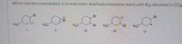 Which reaction intermediate is formed when 4methylcyclohexene reacts with Bro dissolved in CCI4
Br
Br
Br
Br
H3C
H3C
H;C
"Br
H;C
Br
H3C
I3D
IV
