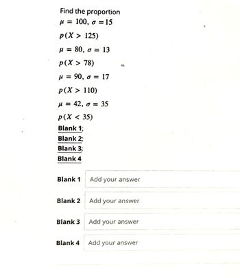 Answered: H = 100, O = 15 P(X > 125) μ = 80, O =… | Bartleby