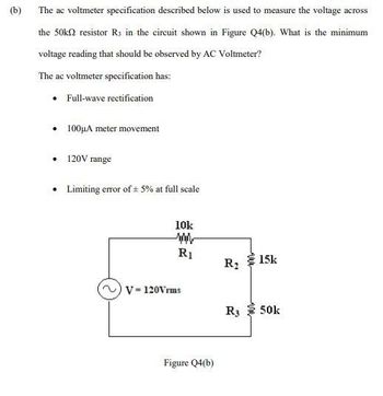 Answered: (b) The Ac Voltmeter Specification… | Bartleby