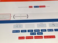 Determine the mass in grams of 1.6 x 10-3 mol glucose, CsH12O6
TARTING AMOUNT
ADD FACTOR
ANSWER
RESET
*( )
%3D
6.022 x 1023
12.01
0.29
180.18
0.13
9.6 x 1020
1
1.6 x 10-3
84.18
g C6H12O6
mol CoH12Oe
g CeH12O6/mol
molecules CH½O6
