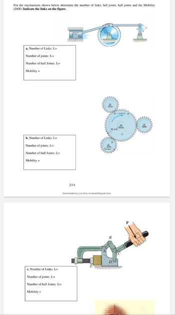 Answered: For the mechanisms shown below… | bartleby