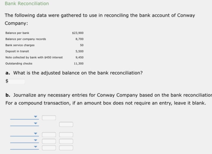 Answered: Bank Reconciliation The Following Data… | Bartleby