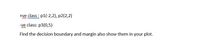 +ve class : p1(-2,2), p2(2,2)
-ve class: p3(0,5)
Find the decision boundary and margin also show them in your plot.
