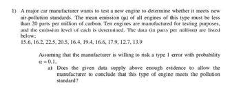 Answered: 1) A Major Car Manufacturer Wants To… | Bartleby