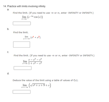 Answered: 14. Practice With Limits Involving… | Bartleby